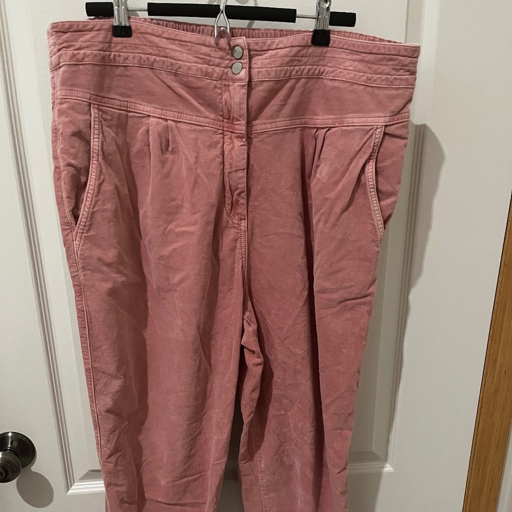 Anthropologie Pink Corduroy High Waisted Pants-XL